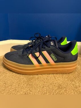 Adidas Women's VL Court Bold Size 10 Sneakers Navy Pink Shoes Suede JI0483